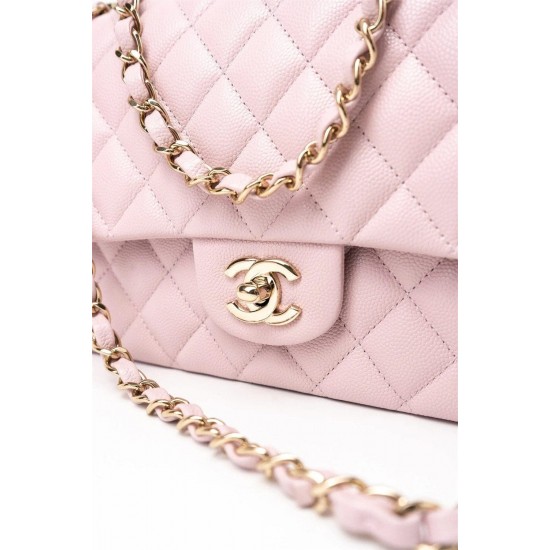 Chanel Medium Classic Double Flap Light Pink Caviar Light Gold Hardware