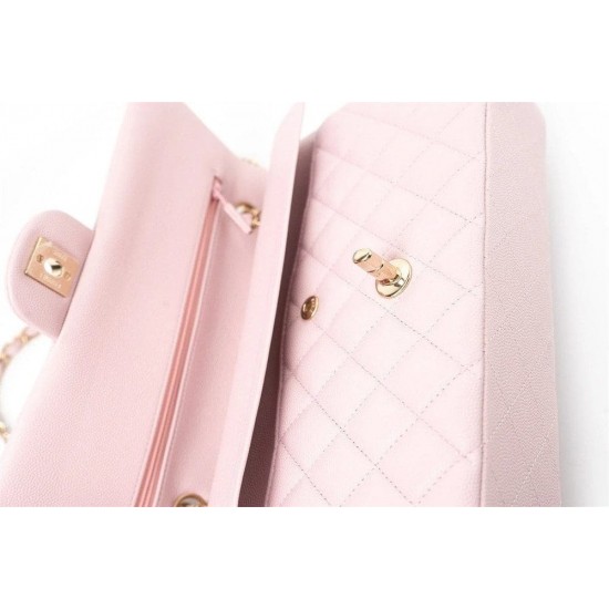 Chanel Medium Classic Double Flap Light Pink Caviar Light Gold Hardware