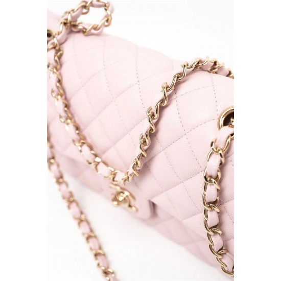 Chanel Medium Classic Double Flap Light Pink Caviar Light Gold Hardware