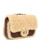 Chanel Mini Shearling Flap Bag Brown Lambskin Brushed Gold Hardware