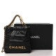 Chanel  Shiny Crumpled Calfskin Quilted Pearl Mini Chanel 22 Black