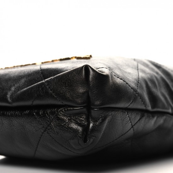 Chanel  Shiny Crumpled Calfskin Quilted Pearl Mini Chanel 22 Black