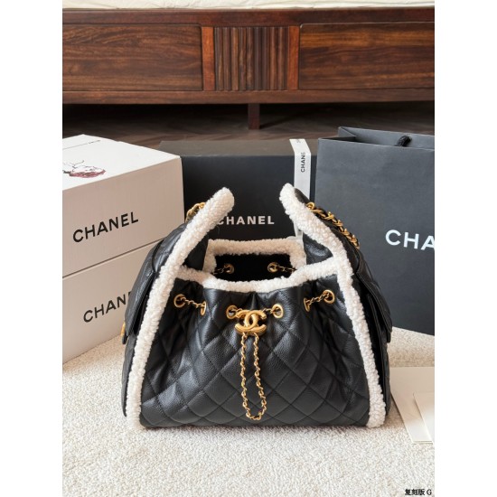 Chanel Small 25 Hobo Bag Black Suede and White Shearling Antique Gold Hardware
