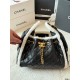 Chanel Small 25 Hobo Bag Black Suede and White Shearling Antique Gold Hardware