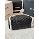 Chanel Small 25 Hobo Bag Black Suede and White Shearling Antique Gold Hardware
