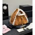 Chanel Small 25 Hobo Bag Beige Suede and White Shearling Antique Gold Hardware
