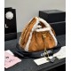 Chanel Small 25 Hobo Bag Beige Suede and White Shearling Antique Gold Hardware