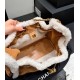 Chanel Small 25 Hobo Bag Beige Suede and White Shearling Antique Gold Hardware