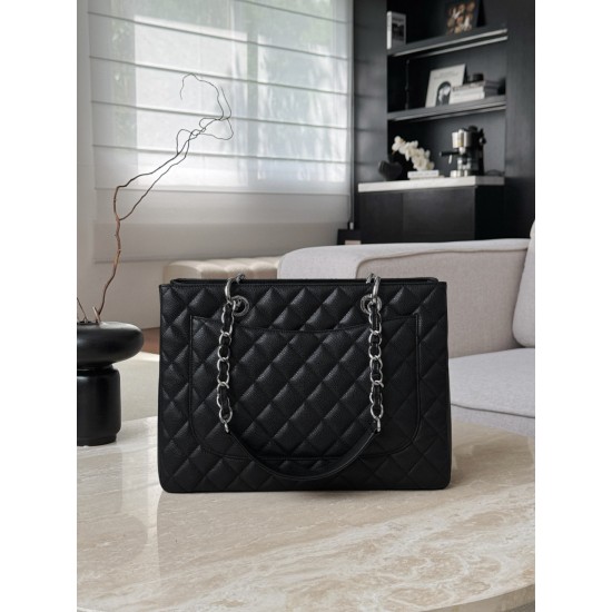 Chanel GST Black Caviar with Silver Hardware