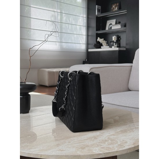 Chanel GST Black Caviar with Silver Hardware