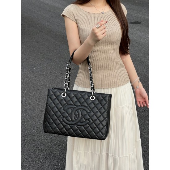 Chanel GST Black Caviar with Silver Hardware