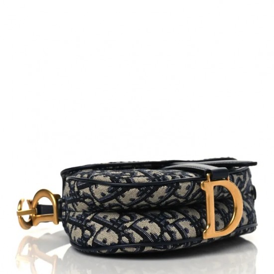 CHRISTIAN DIOR Oblique Mini Saddle Bag Blue CHRISTIAN DIOR Oblique Mini Saddle Bag Blue
