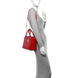 Christian Dior Patent Cannage Medium Lady Dior Red