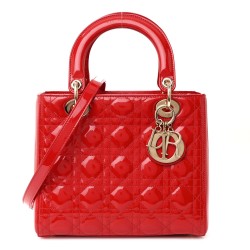 Christian Dior Patent Cannage Medium Lady Dior Red