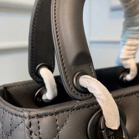 Dior Medium Lady Bag Black Ultramatte Cannage Calfskin