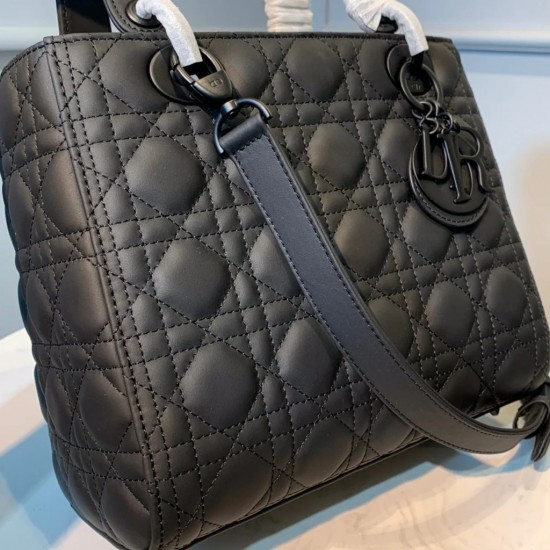 Dior Medium Lady Bag Black Ultramatte Cannage Calfskin