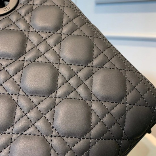 Dior Medium Lady Bag Black Ultramatte Cannage Calfskin