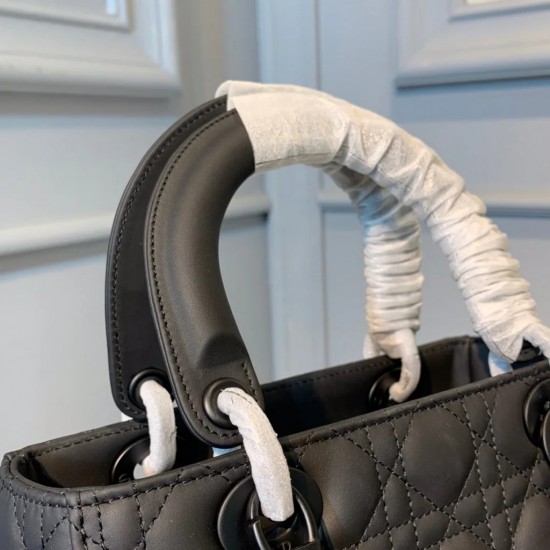 Dior Medium Lady Bag Black Ultramatte Cannage Calfskin