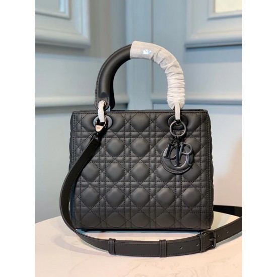 Dior Medium Lady Bag Black Ultramatte Cannage Calfskin