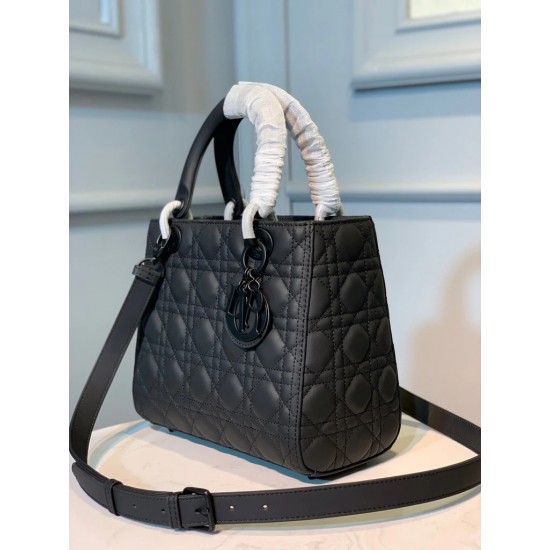 Dior Medium Lady Bag Black Ultramatte Cannage Calfskin