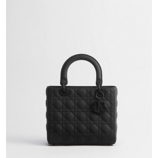 Dior Medium Lady Bag Black Ultramatte Cannage Calfskin