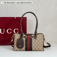 Gucci Borsetto Medium Boston Bag – GG Canvas, Sand Beige Vintage Style