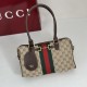 Gucci Borsetto Medium Boston Bag – GG Canvas, Sand Beige Vintage Style