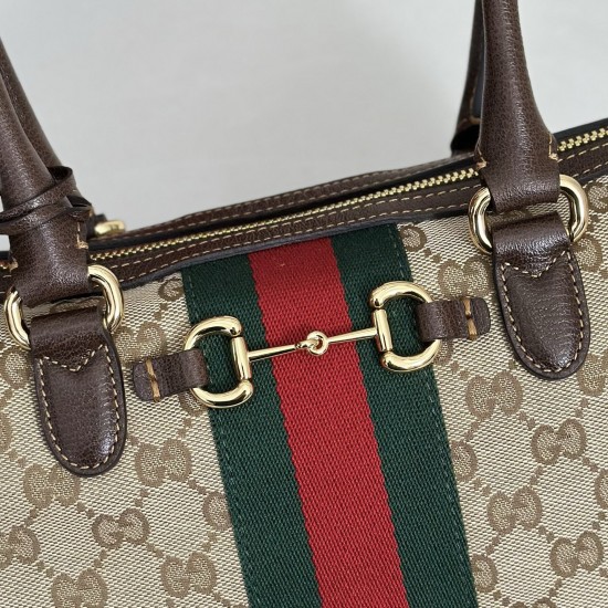 Gucci Borsetto Medium Boston Bag – GG Canvas, Sand Beige Vintage Style