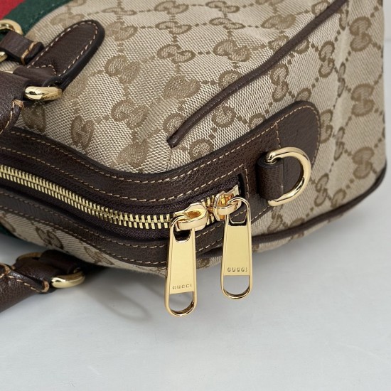 Gucci Borsetto Medium Boston Bag – GG Canvas, Sand Beige Vintage Style
