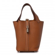 Hermes  Taurillon Clemence Picotin Lock 18 PM Gold
