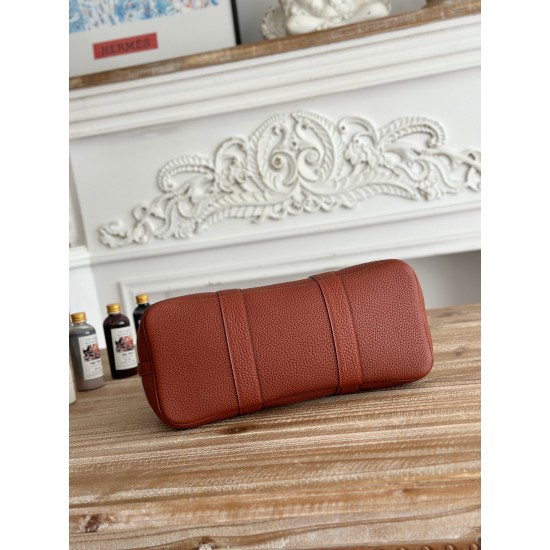 Hermès Garden Party 30 – Canvas & Leather, Glacier White & Pumpkin Contrast