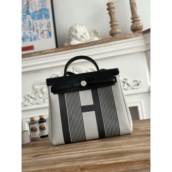 Hermès Herbag 31 – Canvas & Leather, Kelly-Inspired Lightweight Tote