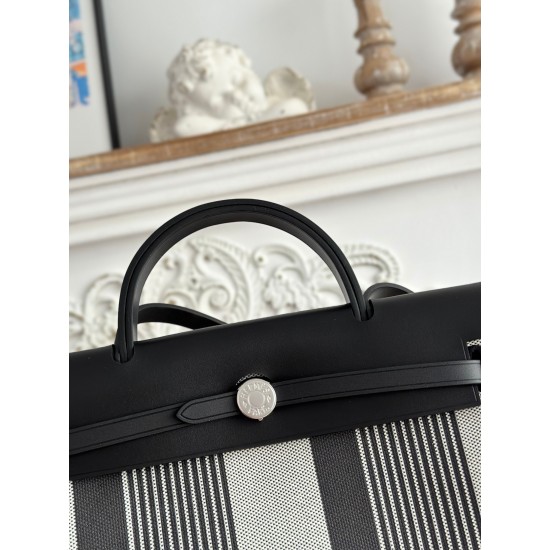 Hermès Herbag 31 – Canvas & Leather, Kelly-Inspired Lightweight Tote