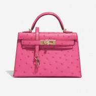 Hermès Kelly Mini HSS Ostrich Rose Fuchsia / Gold