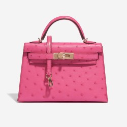 Hermès Kelly Mini HSS Ostrich Rose Fuchsia / Gold