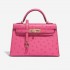 Hermès Kelly Mini HSS Ostrich Rose Fuchsia / Gold