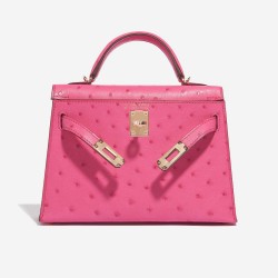 Hermès Kelly Mini HSS Ostrich Rose Fuchsia / Gold