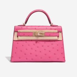 Hermès Kelly Mini HSS Ostrich Rose Fuchsia / Gold