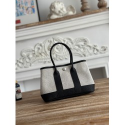Hermès Neo Garden Party Mini 23 – Canvas & Negonda Leather, Silver Hardware