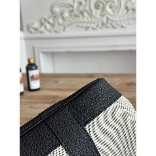 Hermès Neo Garden Party Mini 23 – Canvas & Negonda Leather, Silver Hardware