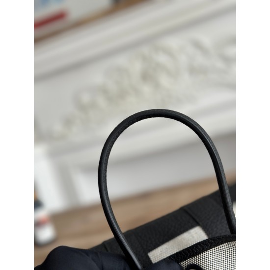 Hermès Neo Garden Party Mini 23 – Canvas & Negonda Leather, Silver Hardware