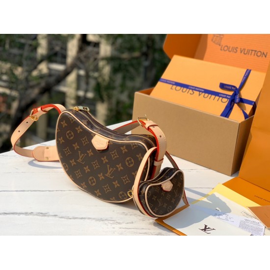 L.V. Remix Croissant MM – Monogram Shoulder Bag with Mini Pouch