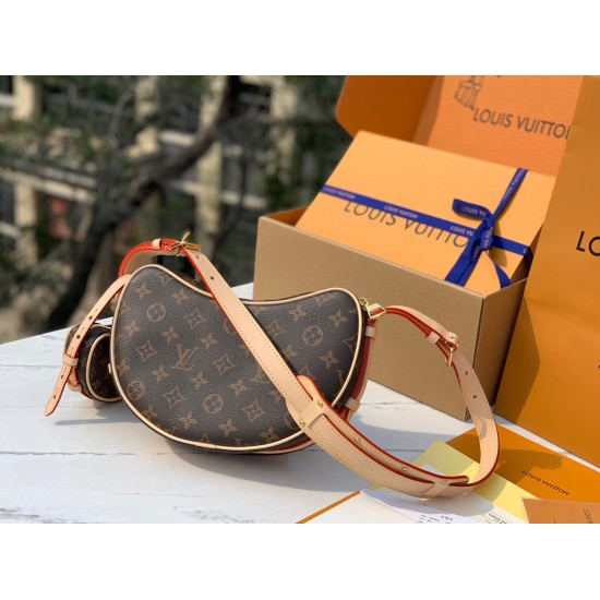 L.V. Remix Croissant MM – Monogram Shoulder Bag with Mini Pouch