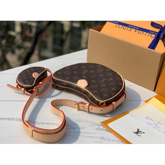 L.V. Remix Croissant MM – Monogram Shoulder Bag with Mini Pouch