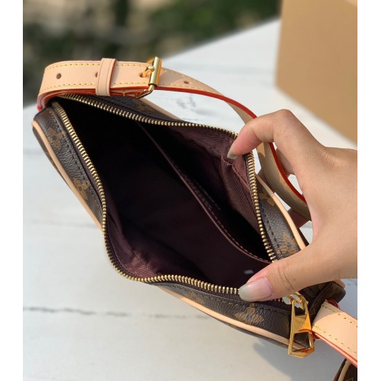 L.V. Remix Croissant MM – Monogram Shoulder Bag with Mini Pouch