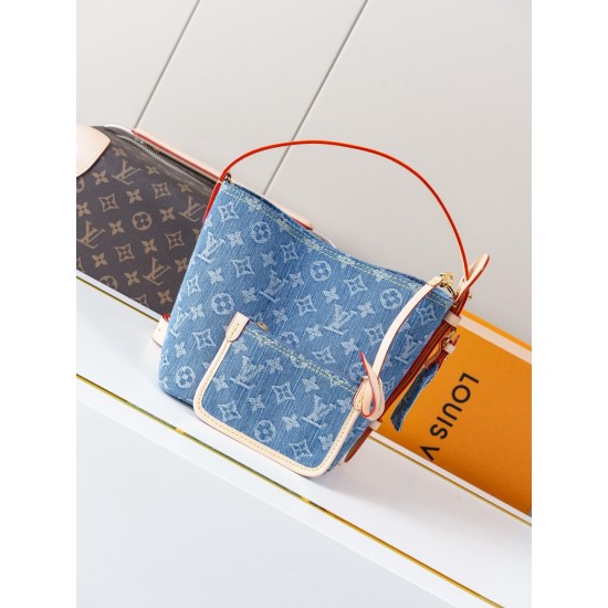 Louis Vuitton All In BB Monogram Denim Tote - Compact Crossbody & Handbag (M28107 Blue)