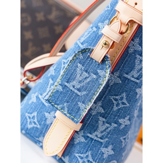 Louis Vuitton All In BB Monogram Denim Tote - Compact Crossbody & Handbag (M28107 Blue)