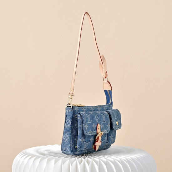 Louis Vuitton Cargo Pochette Accessoires - Denim Monogram Shoulder Bag (M27602 Blue)
