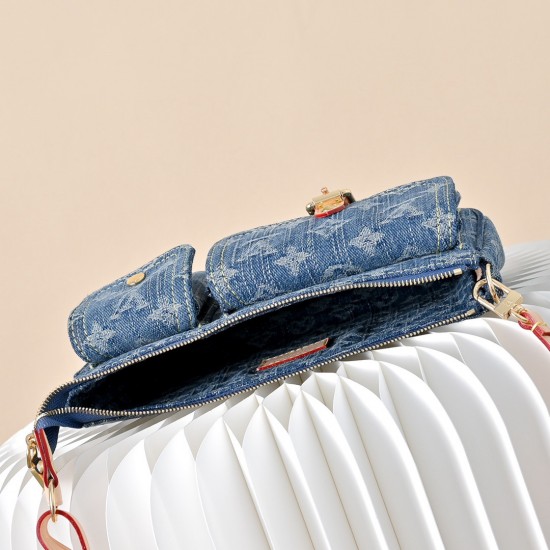 Louis Vuitton Cargo Pochette Accessoires - Denim Monogram Shoulder Bag (M27602 Blue)