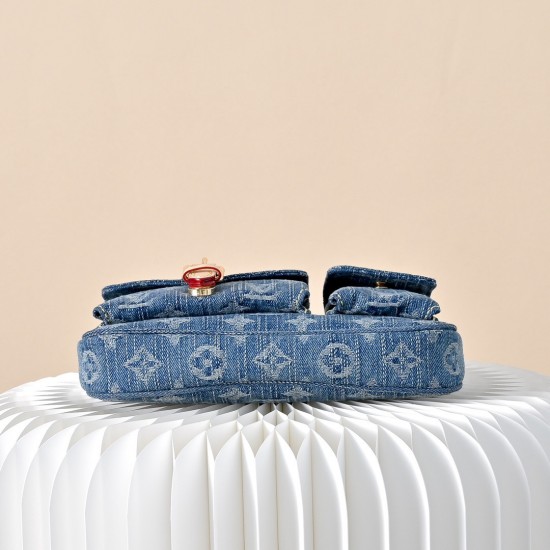 Louis Vuitton Cargo Pochette Accessoires - Denim Monogram Shoulder Bag (M27602 Blue)